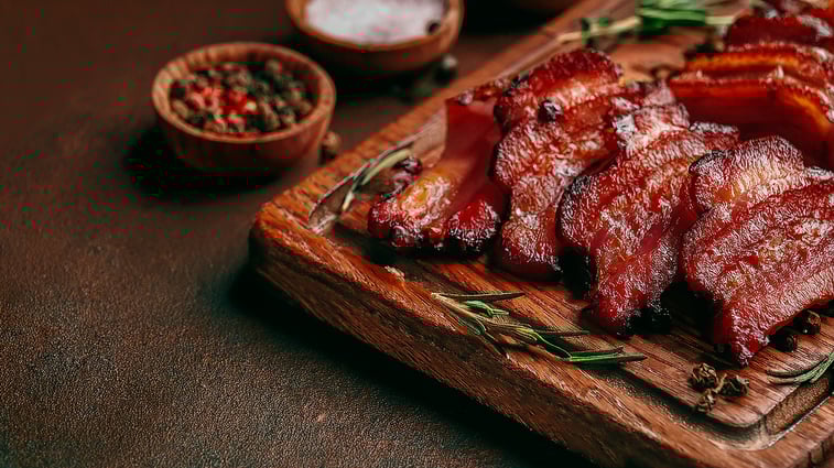 Smoked Bacon on a cutting board